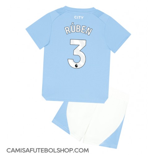 Camisa de time de futebol Manchester City Ruben Dias #3 Replicas 1º Equipamento Infantil 2023-24 Manga Curta (+ Calças curtas)